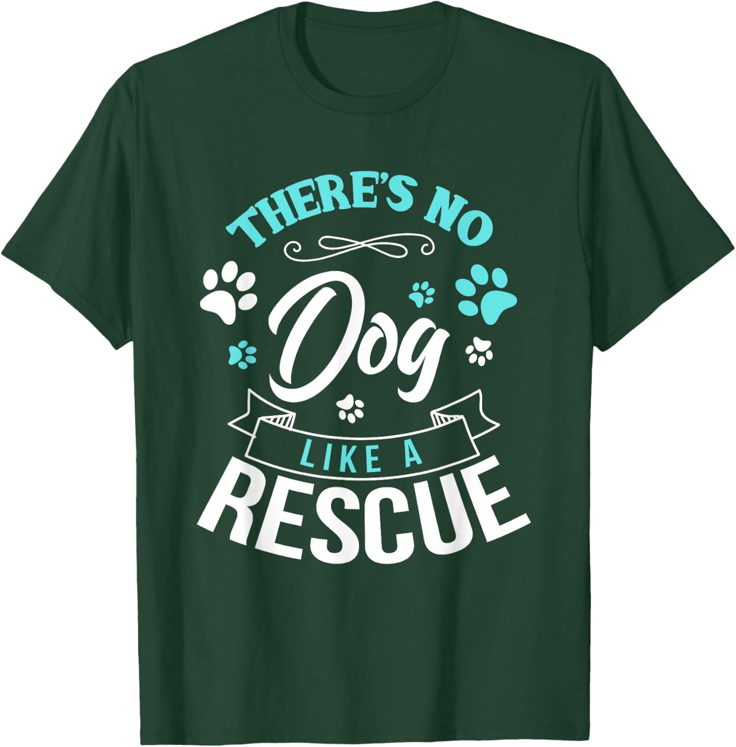 Vintage There's No Dog Like A Rescue Adopt Dogs Lovers Gift Women Girls Kids T-Shirt - T-Shirt | Forest