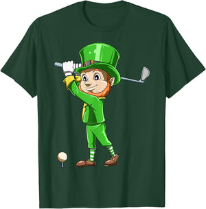 St. Patrick's Day Golf Leprechaun Playing Golf Irish Golfers T-Shirt - T-Shirt | Forest