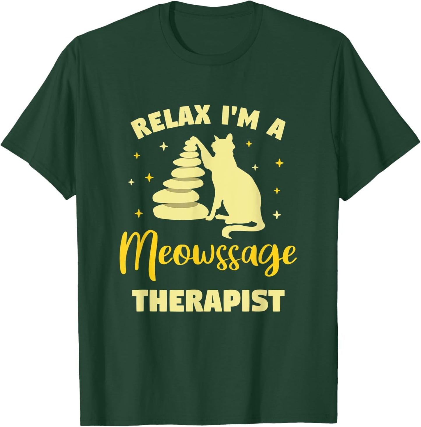 Cat Gives Massage Meowssage Therapist Funny Cat Massage Cat T-Shirt - T-Shirt | Forest