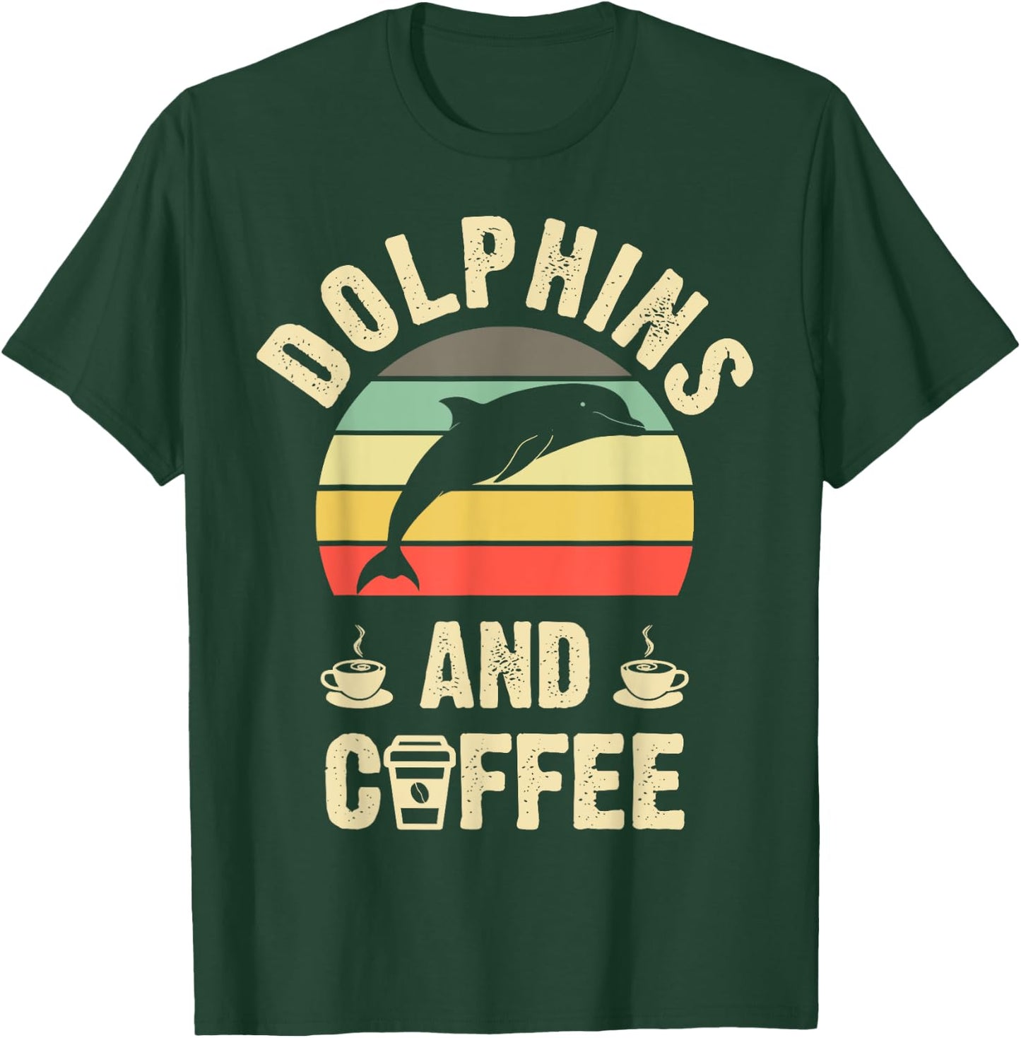 I like Dolphins & Coffee Funny vintage Pet theme lover gift T-Shirt - T-Shirt | Forest
