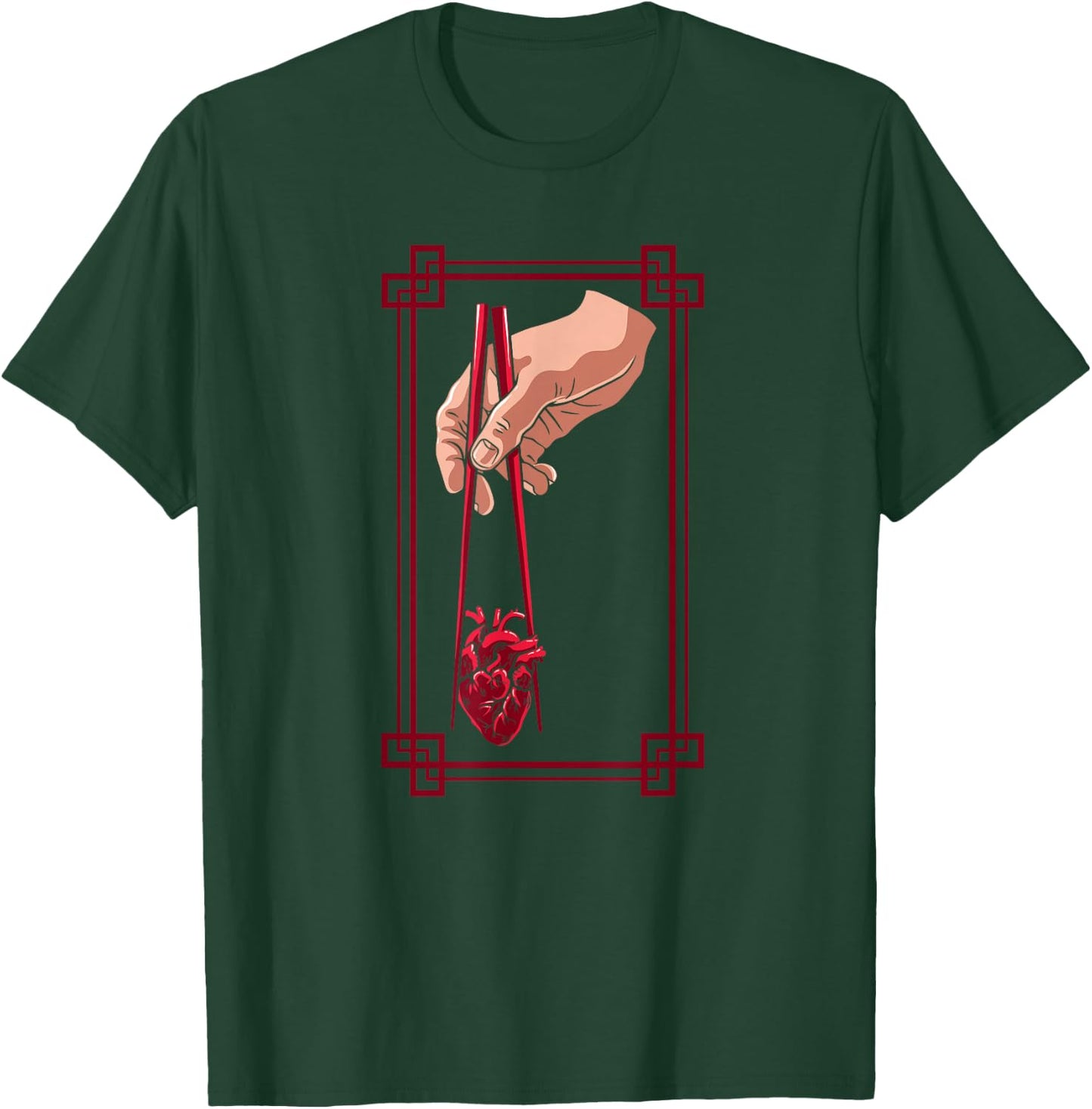 Weird Goth Chopstick Heart Japanese Aesthetic Anime Lover T-Shirt - T-Shirt | Forest