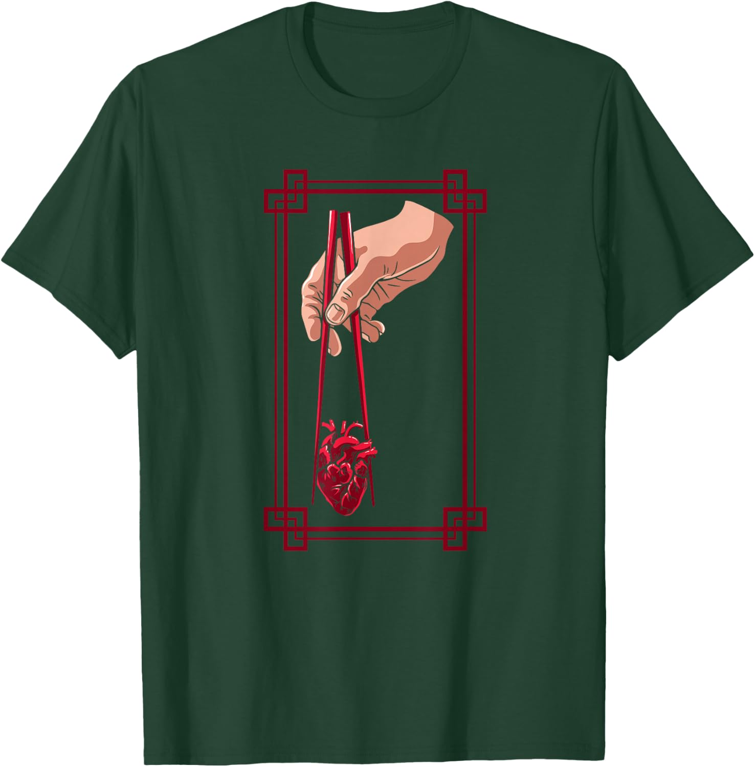 Weird Goth Chopstick Heart Japanese Aesthetic Anime Lover T-Shirt - T-Shirt | Forest