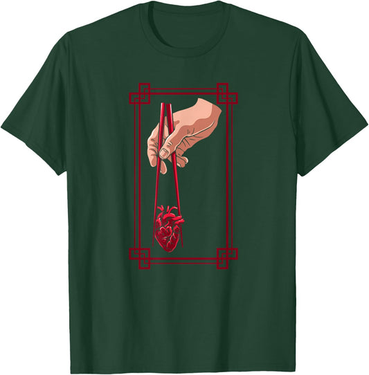Weird Goth Chopstick Heart Japanese Aesthetic Anime Lover T-Shirt - T-Shirt | Forest