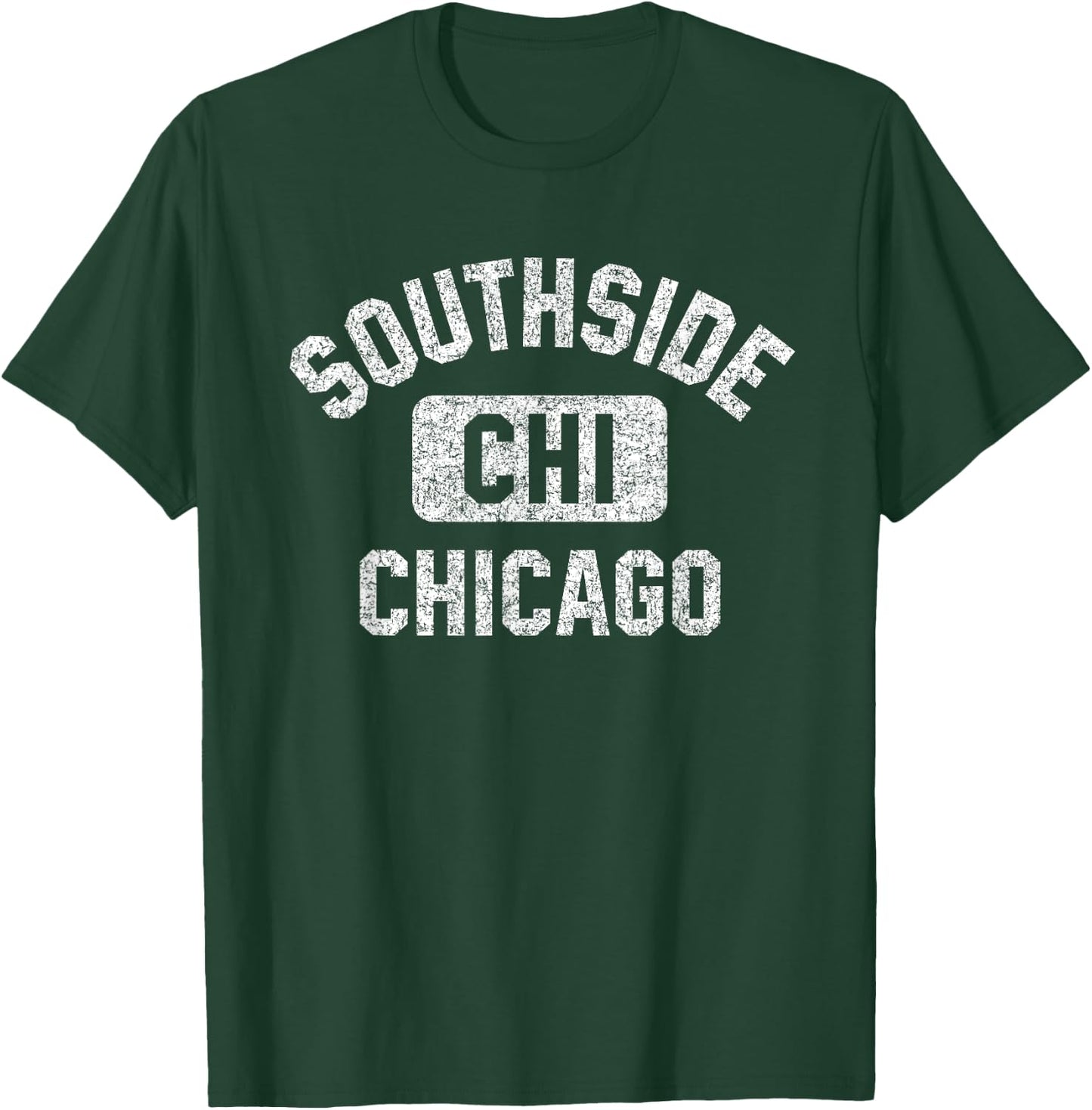 Southside Chicago CHI Gym Style Distressed Print T-Shirt - T-Shirt | Forest