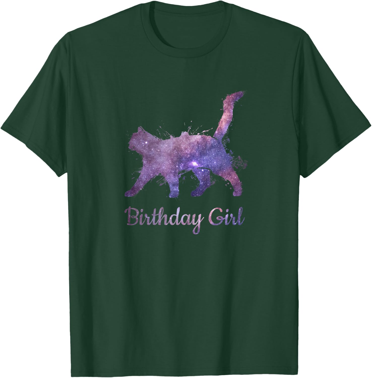 Space Galaxy Cat Pet Birthday Gift Stars Cute Catlovers T-Shirt - T-Shirt | Forest