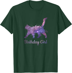 Space Galaxy Cat Pet Birthday Gift Stars Cute Catlovers T-Shirt - T-Shirt | Forest