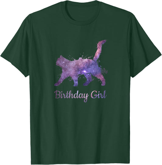 Space Galaxy Cat Pet Birthday Gift Stars Cute Catlovers T-Shirt - T-Shirt | Forest