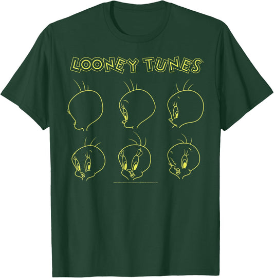Looney Tunes Tweety Bird Line Art Faces T-Shirt - T-Shirt | Forest