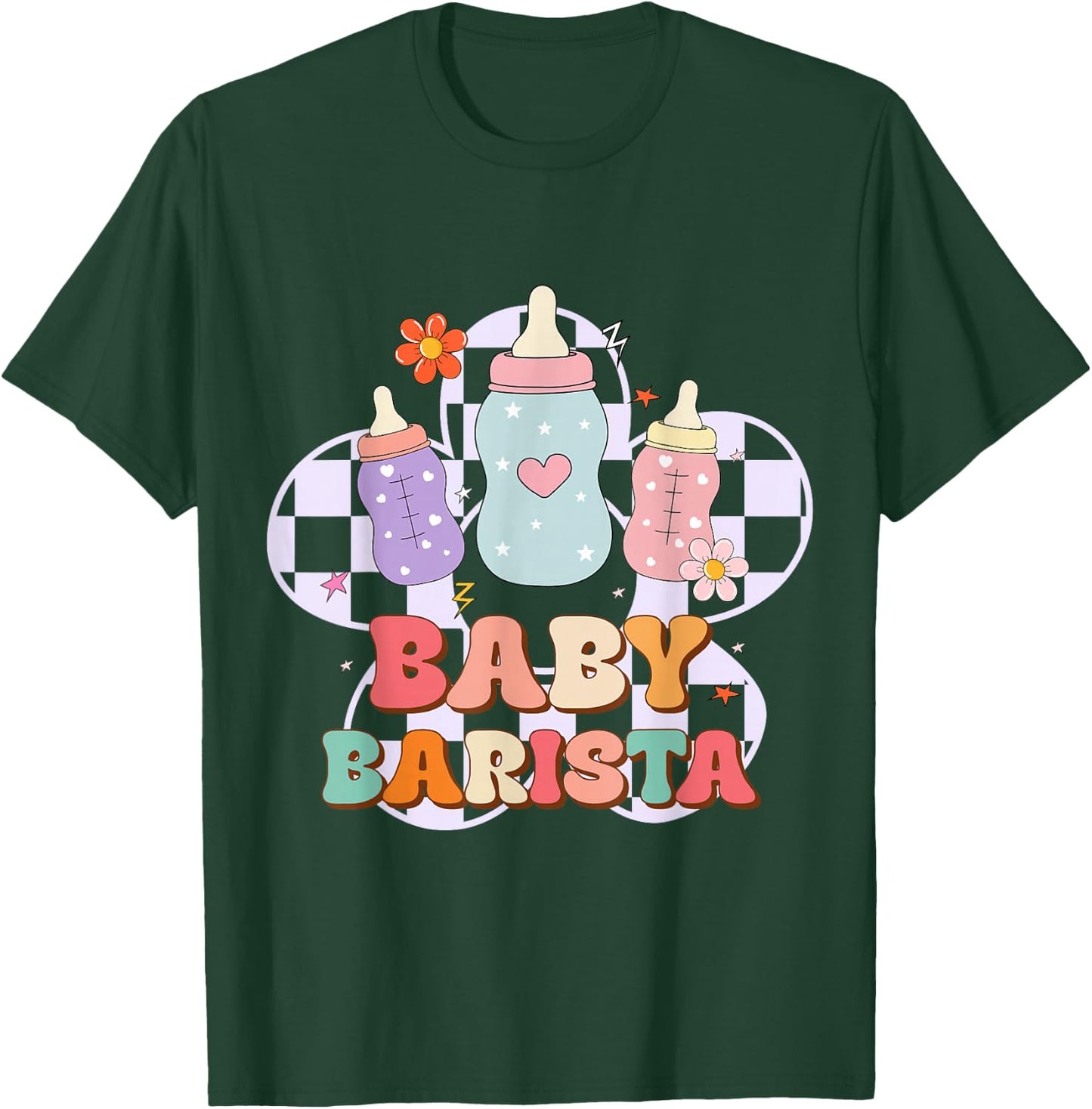 Mother Baby Nurse Funny NICU Nurse Milk Bottle Baby Barista T-Shirt - T-Shirt | Forest