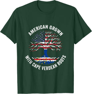 USA American Grown Cape Verdean With Roots Cape Verde T-Shirt - T-Shirt | Forest