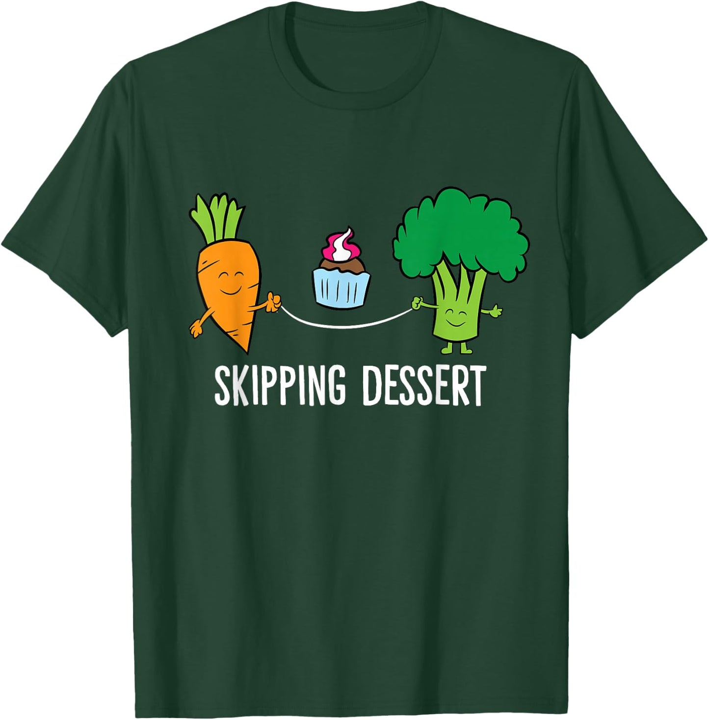 Broccoli Carrot Vegetable Skipping Dessert Cupcake T-Shirt - T-Shirt | Forest