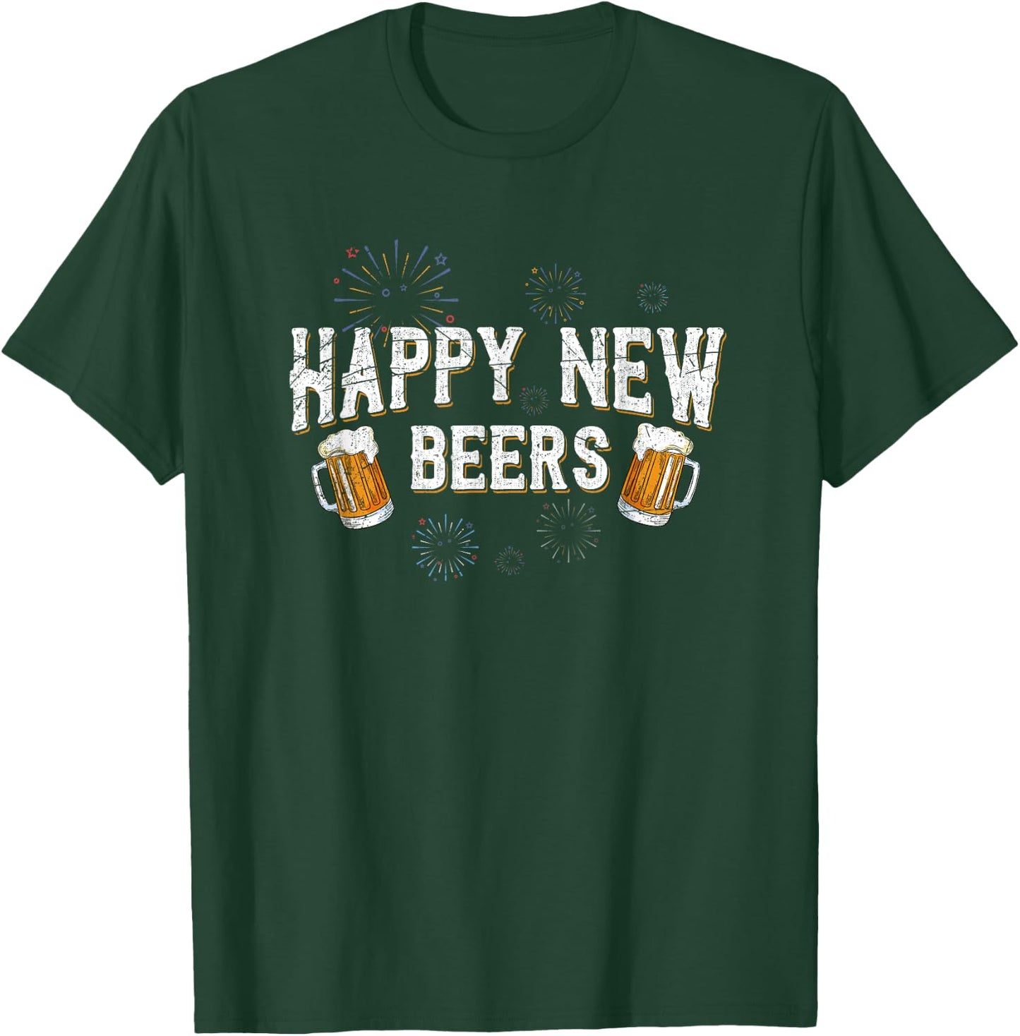 Beer Drunk Fireworks NYE 2021 Party Gift Happy New Year T-Shirt - T-Shirt | Forest
