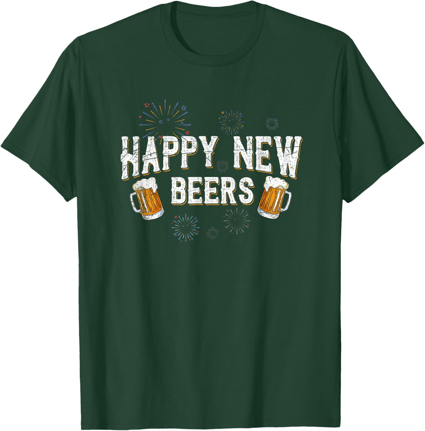 Beer Drunk Fireworks NYE 2021 Party Gift Happy New Year T-Shirt - T-Shirt | Forest