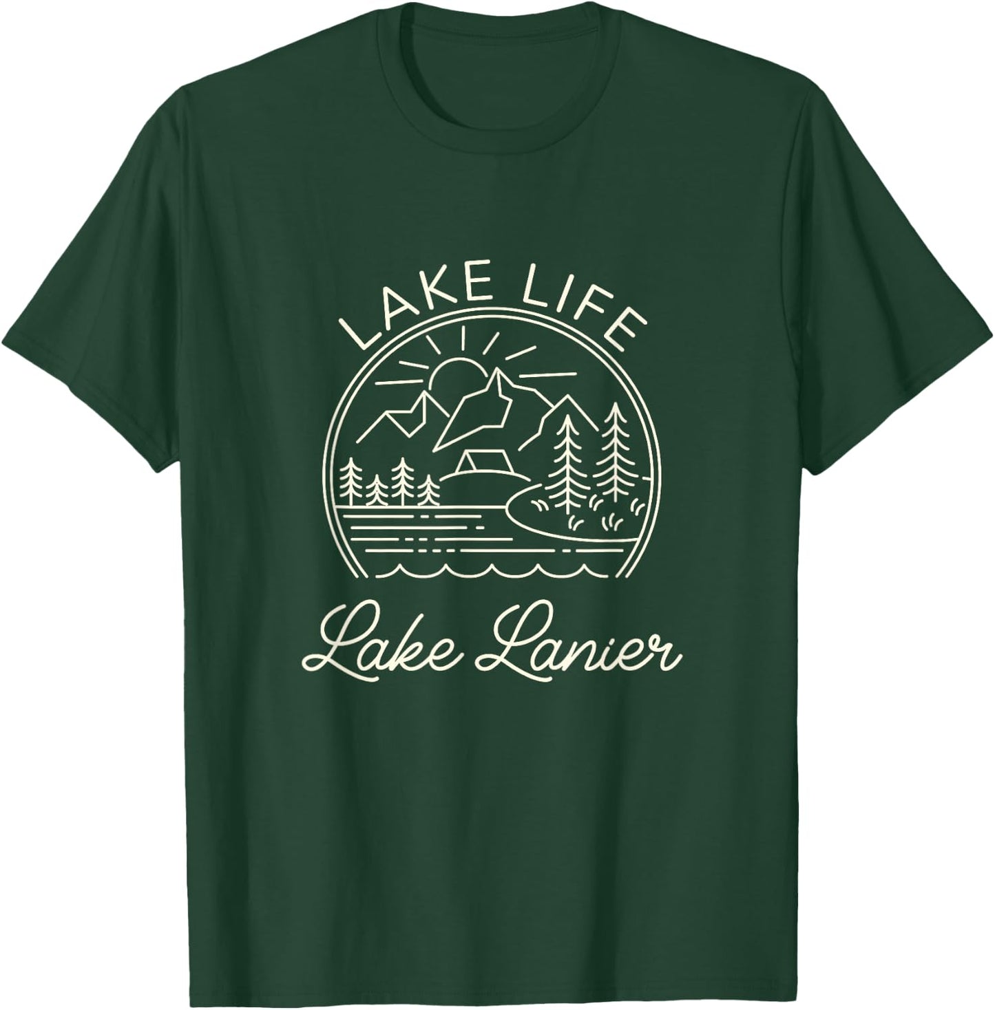 Lake Lanier Lakes Lake Life Vintage Sunset Kayaking Vintage T-Shirt - T-Shirt | Forest