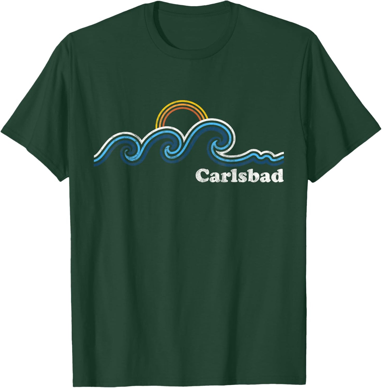 Carlsbad California CA Sufing Waves Sunset Vintage T-Shirt - T-Shirt | Forest