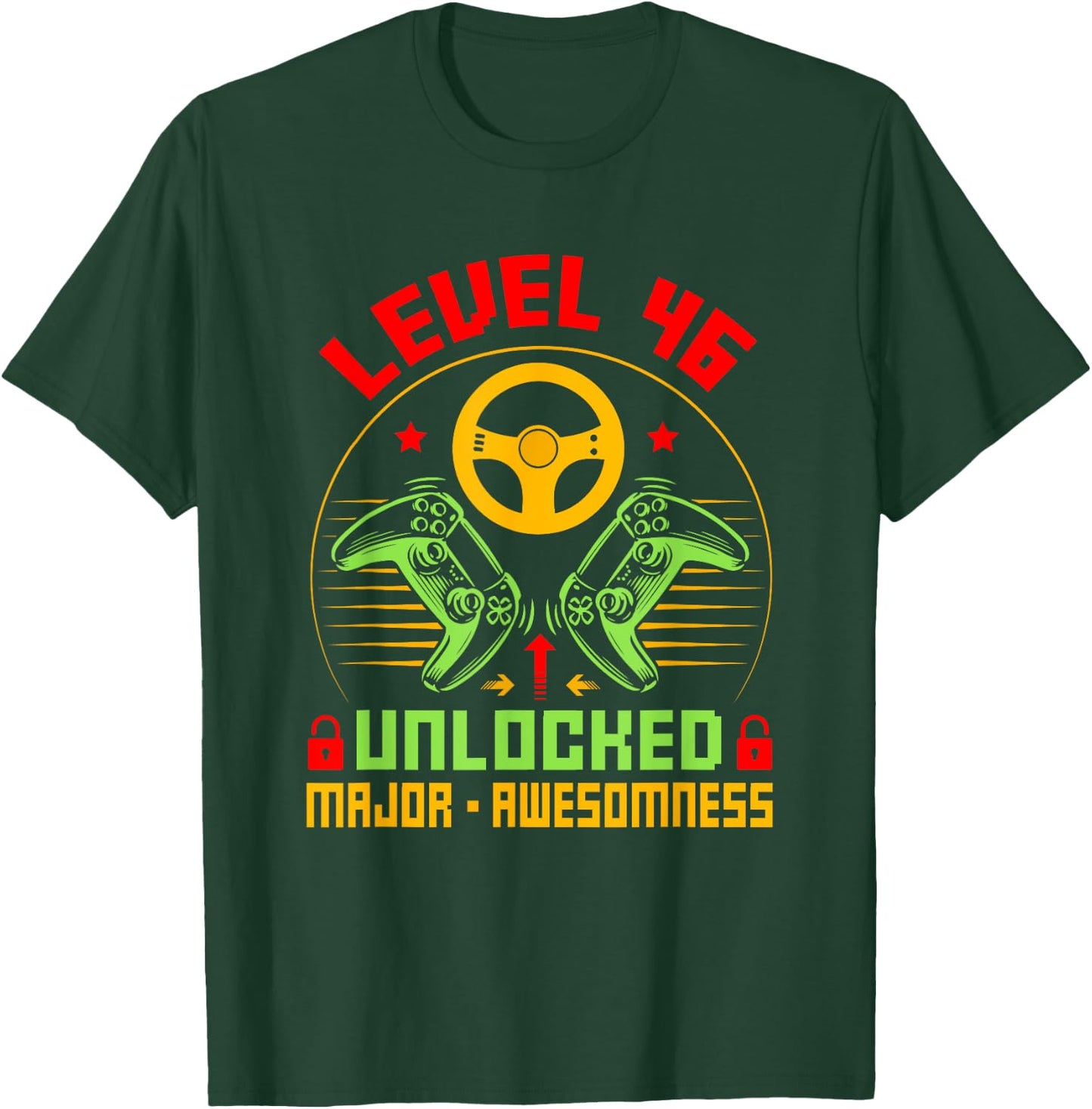 Unlocked Level 46 Birthday Boy Video Game Controller T-Shirt - T-Shirt | Forest