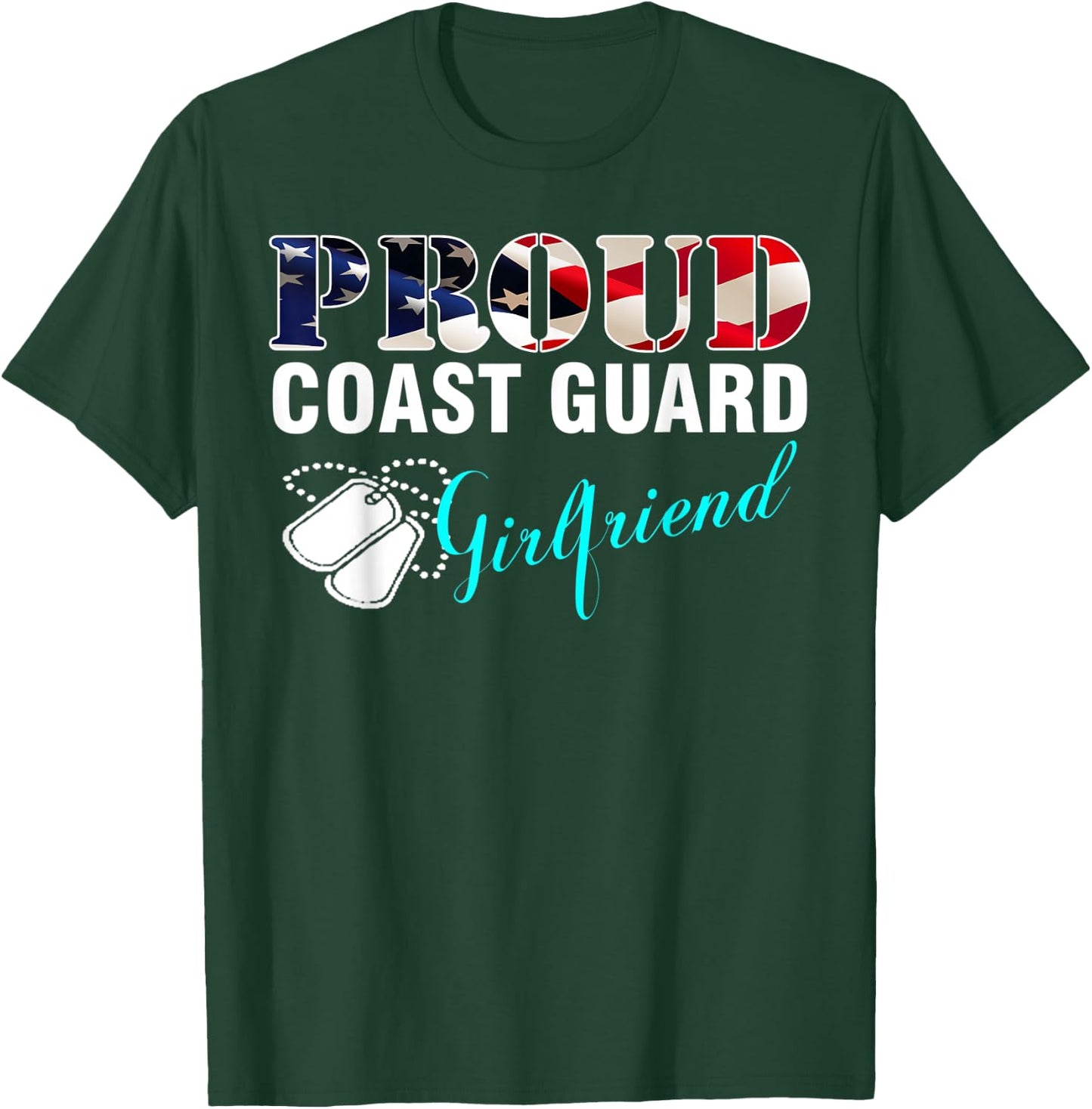 Vintage Proud Coast Guard Girlfriend With American Flag Gift T-Shirt - T-Shirt | Forest
