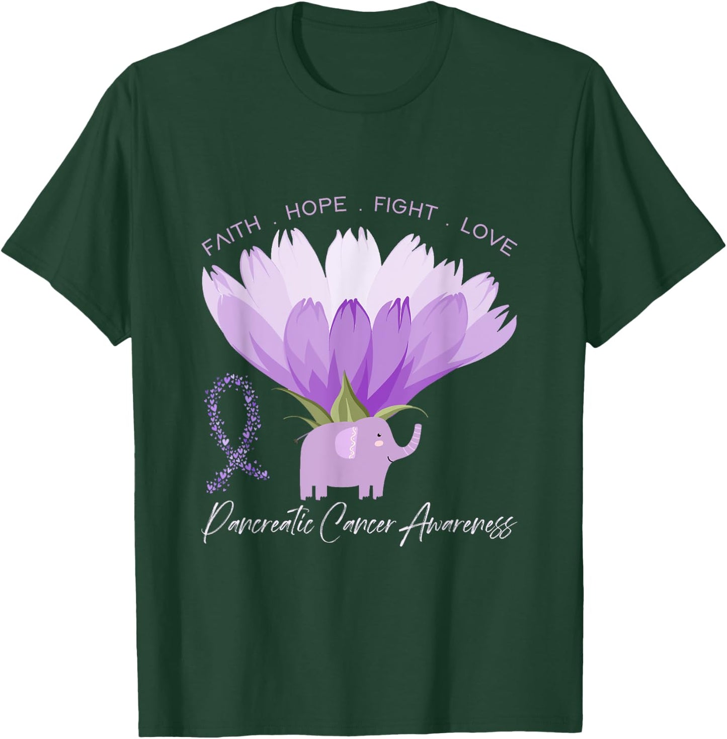 Purple Ribbon Gift Pancreatic Cancer Awareness T-Shirt - T-Shirt | Forest
