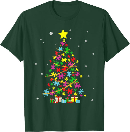 Autism Christmas Tree Autism Christmas T-Shirt - T-Shirt | Forest