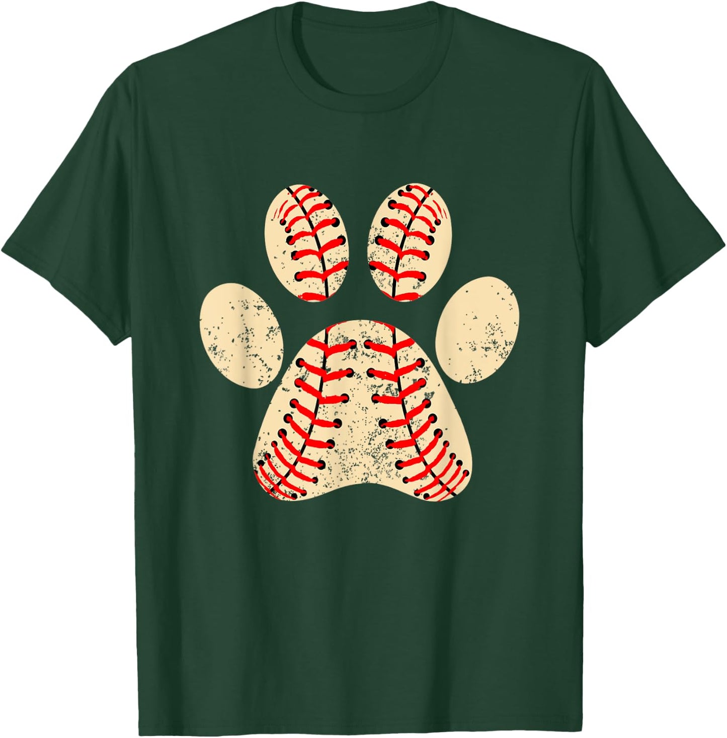 Baseball Dog Paw Print Sports Puppy Lover Mom Dad T-Shirt - T-Shirt | Forest