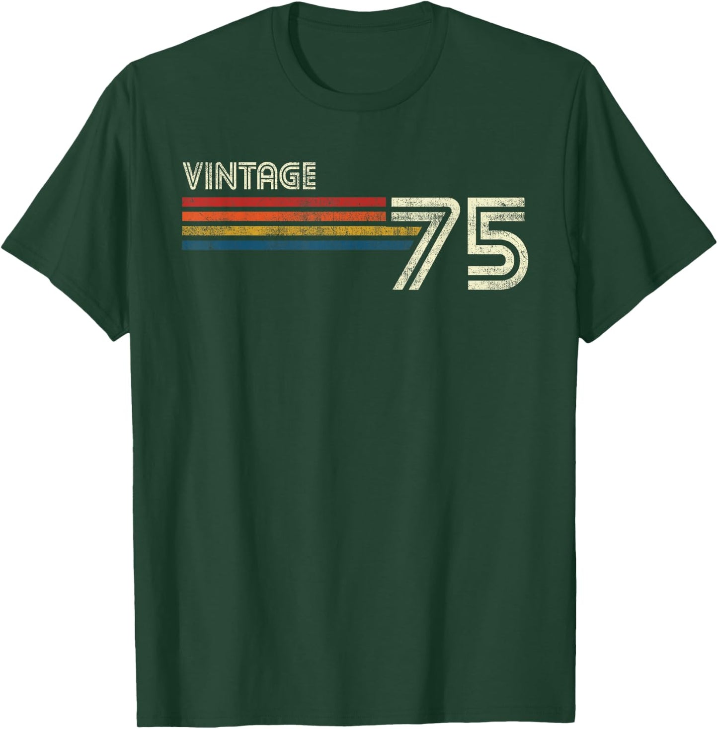 Vintage 1975 Chest Stripe 48 Birthday T-Shirt - T-Shirt | Forest
