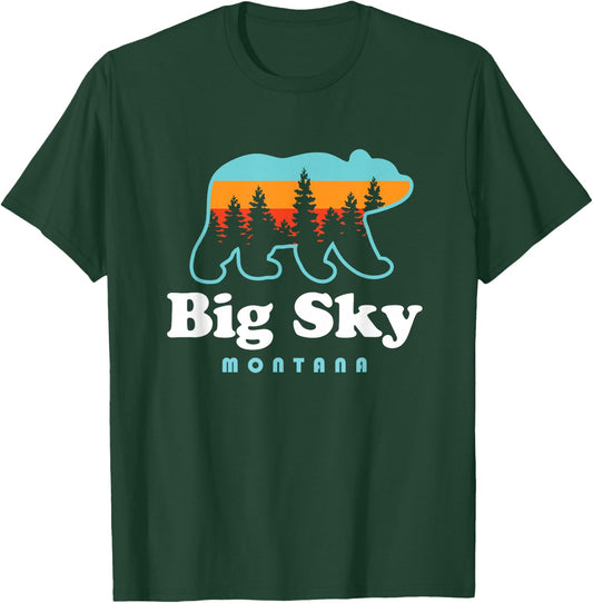 Big Sky Montana Bear Mountains Ski Trees T-Shirt - T-Shirt | Forest