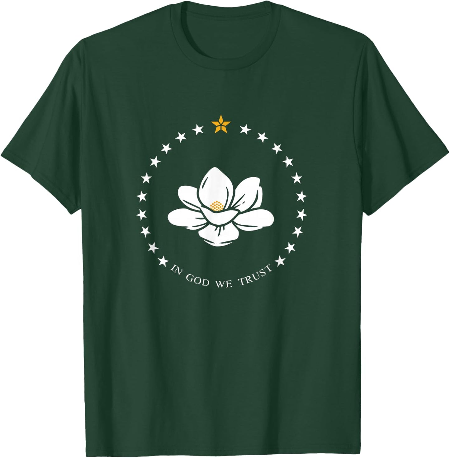 Mississippi Flag Magnolia In God We Trust T-Shirt - T-Shirt | Forest