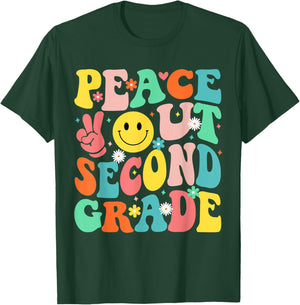 Peace Out Second Grade Groovy 2nd Grade Last day of school T-Shirt - T-Shirt | Forest