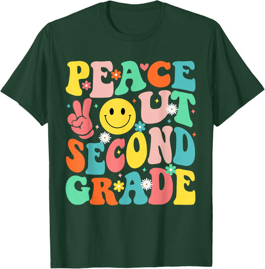 Peace Out Second Grade Groovy 2nd Grade Last day of school T-Shirt - T-Shirt | Forest