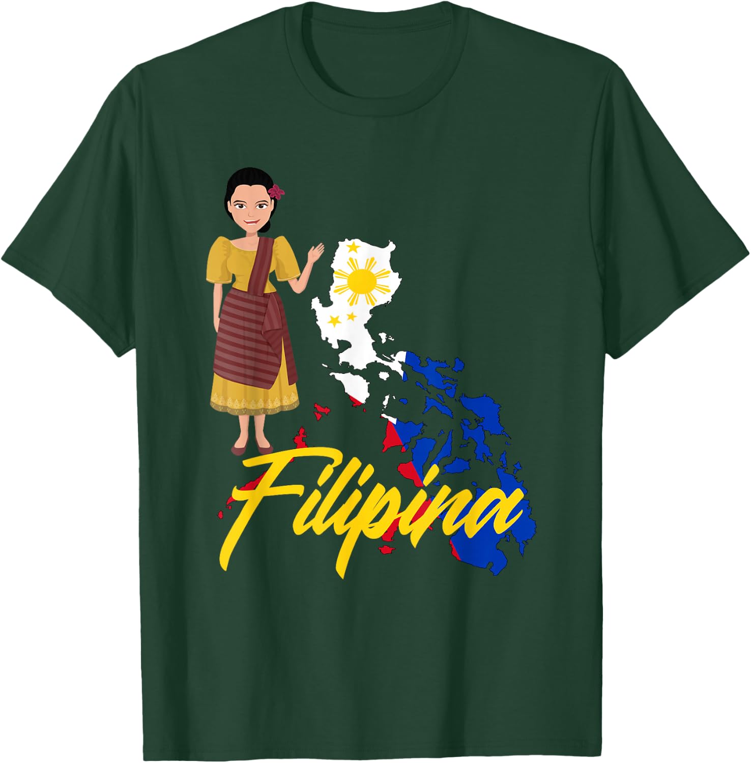 Pinay Proud Filipina Pride Woman Girl Funny Philippines T-Shirt - T-Shirt | Forest