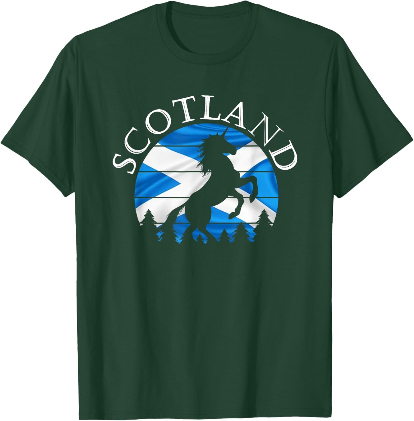 Scottish Pride Scotland Unicorn Scotland Flag Saltire T-Shirt - T-Shirt | Forest