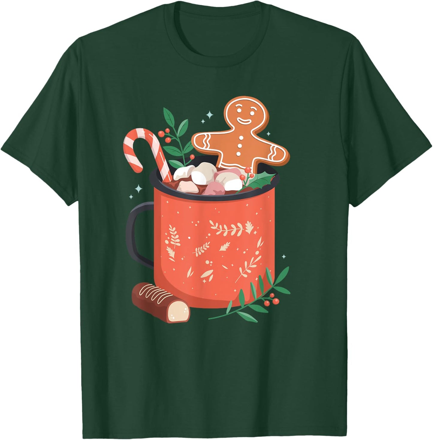 Hot Cocoa Mug Gingerbread Cookie Xmas Christmas Holiday T-Shirt - T-Shirt | Forest