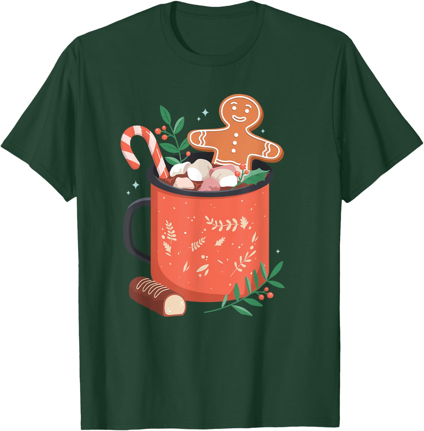 Hot Cocoa Mug Gingerbread Cookie Xmas Christmas Holiday T-Shirt - T-Shirt | Forest