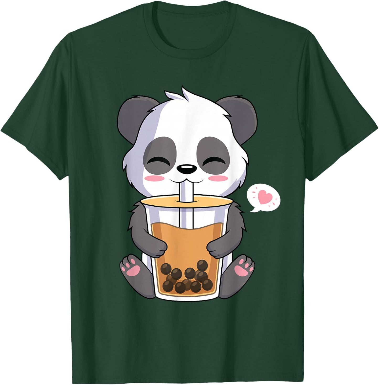 Kawaii Anime Panda Drinking Boba Bubble Tea T-Shirt - T-Shirt | Forest