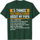5 Things You Should Know About My Papa Father's Day Funny T-Shirt - T-Shirt | Forest