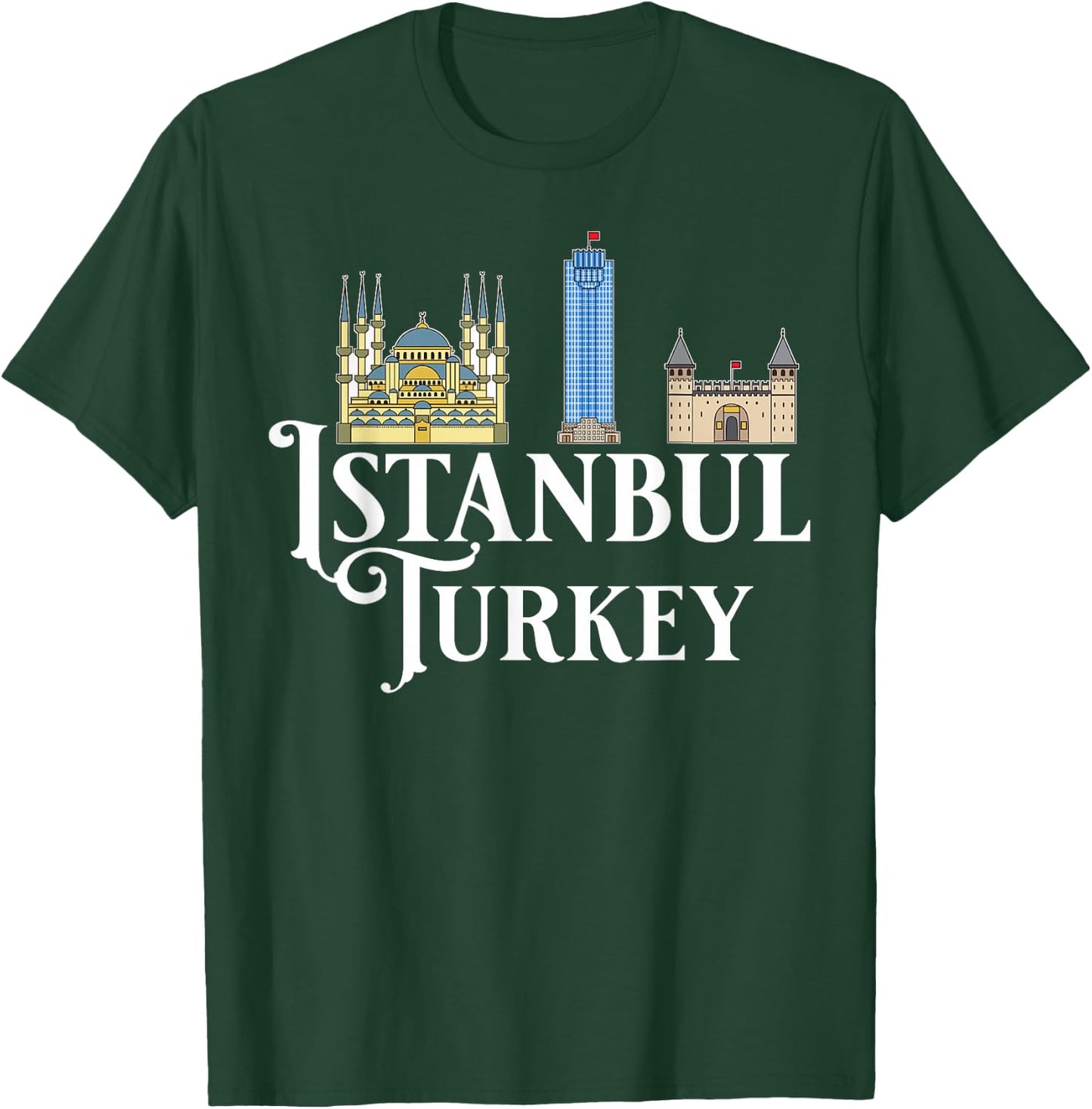 Istanbul Turkey City Skyline Map Travel T-Shirt - T-Shirt | Forest