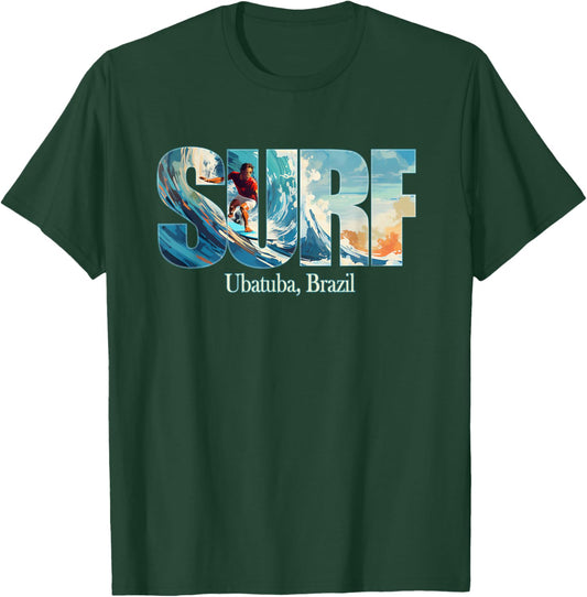Ubatuba, Brazil Beach Surfing Men Women Girls Kids T-Shirt - T-Shirt | Forest