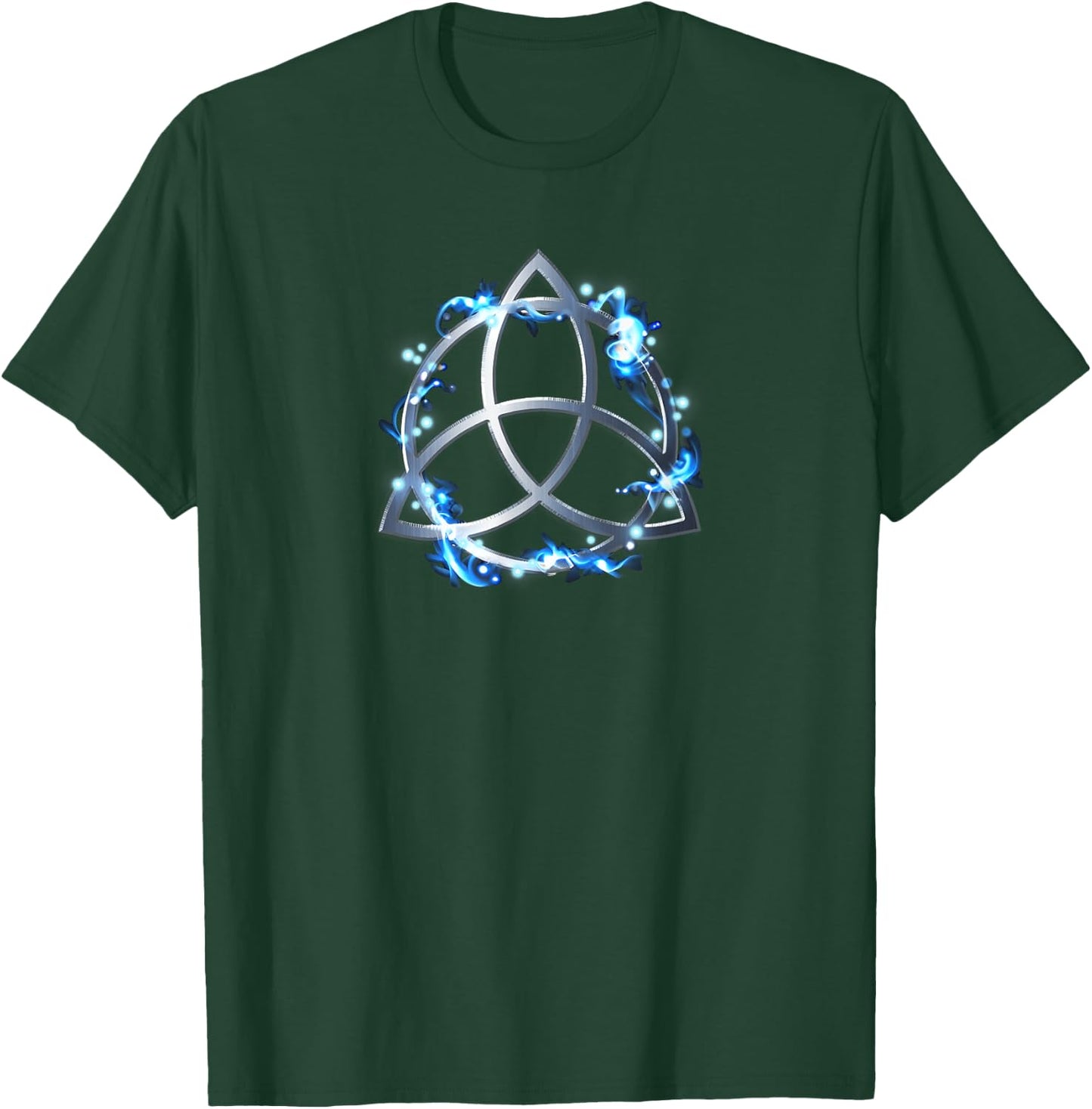 Silver Triquetra with Blue Orbs T-Shirt - T-Shirt | Forest