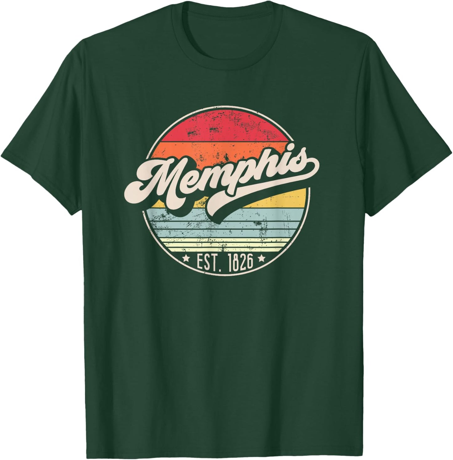 Retro Memphis TN Home City 70s Style Sunset Gift T-Shirt - T-Shirt | Forest