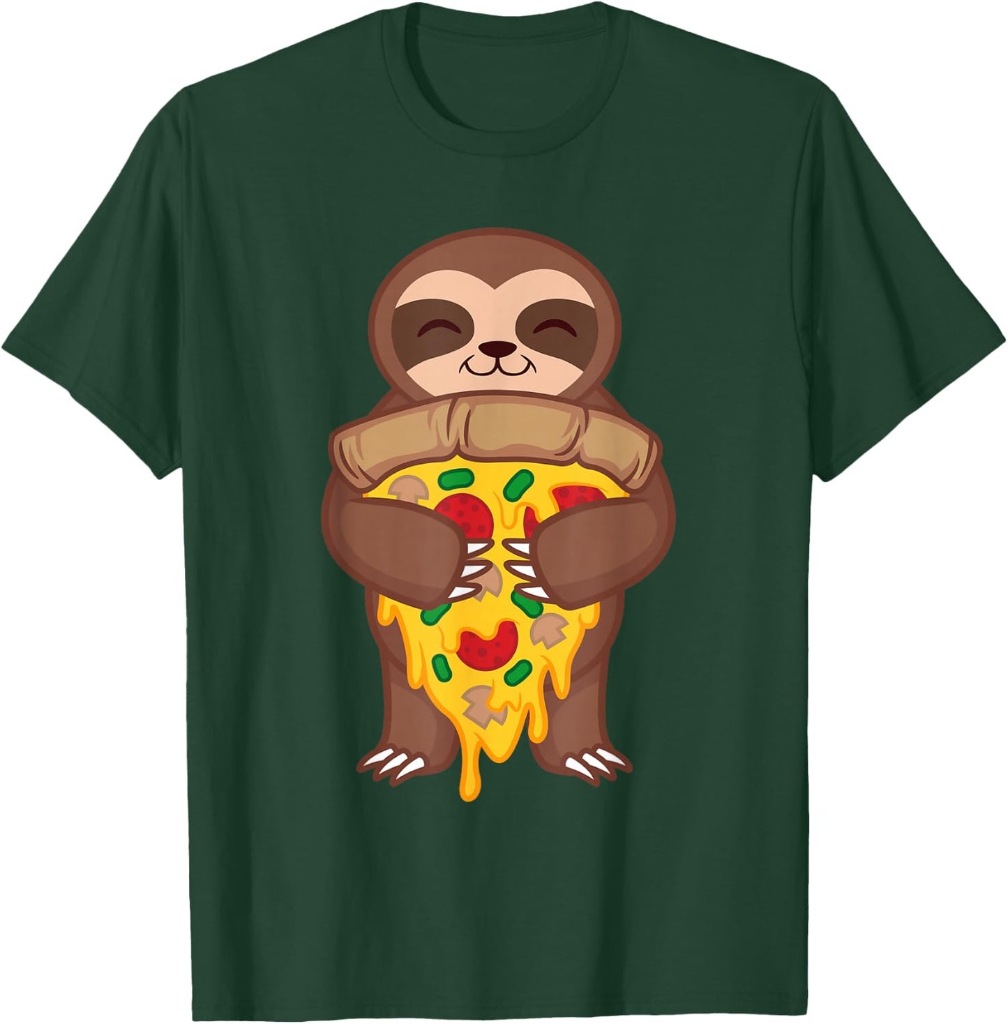 Sloth Holding Pepperoni Pizza Funny Foodie Animal Lover Gift T-Shirt - T-Shirt | Forest