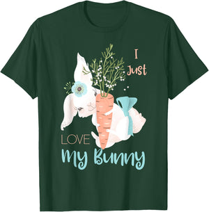 I Just Love My Bunny Cute Rabbit Lover Gift Girls Kids T-Shirt - T-Shirt | Forest