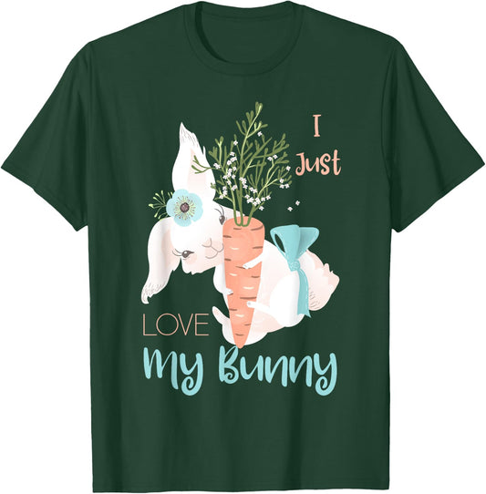 I Just Love My Bunny Cute Rabbit Lover Gift Girls Kids T-Shirt - T-Shirt | Forest