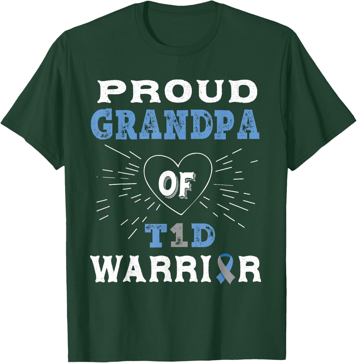 T1D Proud Grandpa Diabetes Awareness Type 1 Insulin Pancreas T-Shirt - T-Shirt | Forest