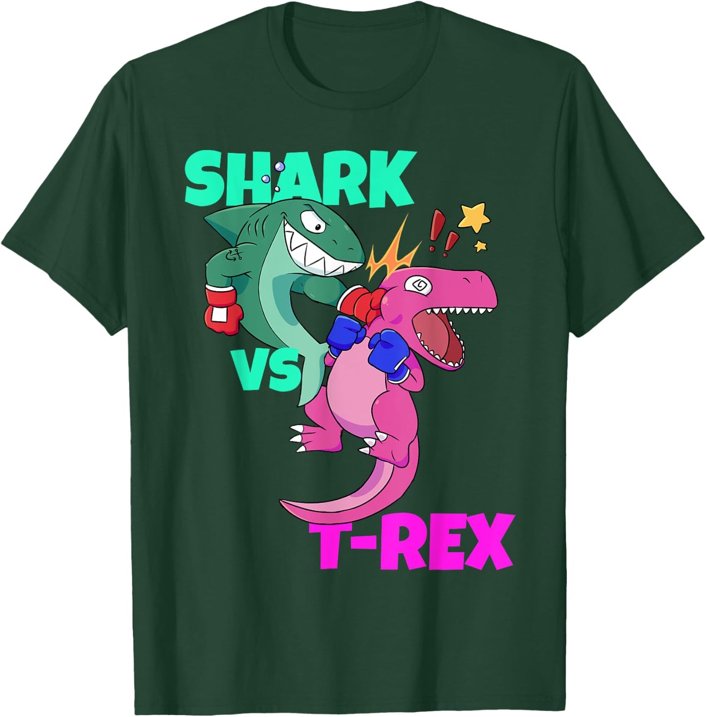 Shark vs Dinosaur T rex Boxing Gloves for Kids Boys Gift T-Shirt - T-Shirt | Forest