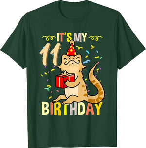 Its My 11th Birthday Bearded Dragon Lizard Lover T-Shirt - T-Shirt | Forest