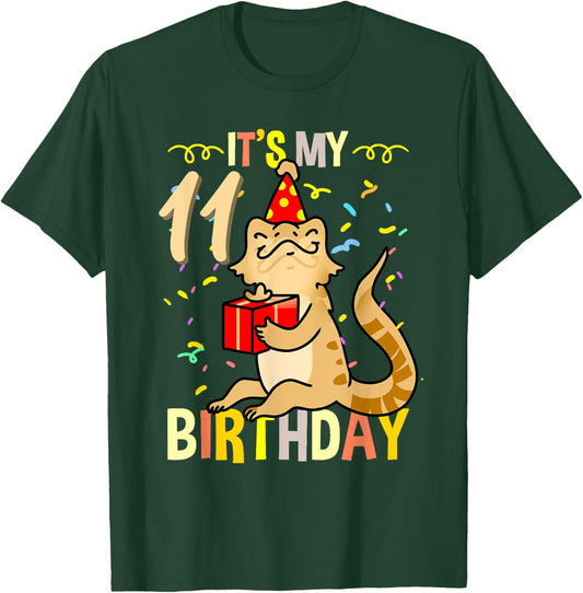 Its My 11th Birthday Bearded Dragon Lizard Lover T-Shirt - T-Shirt | Forest