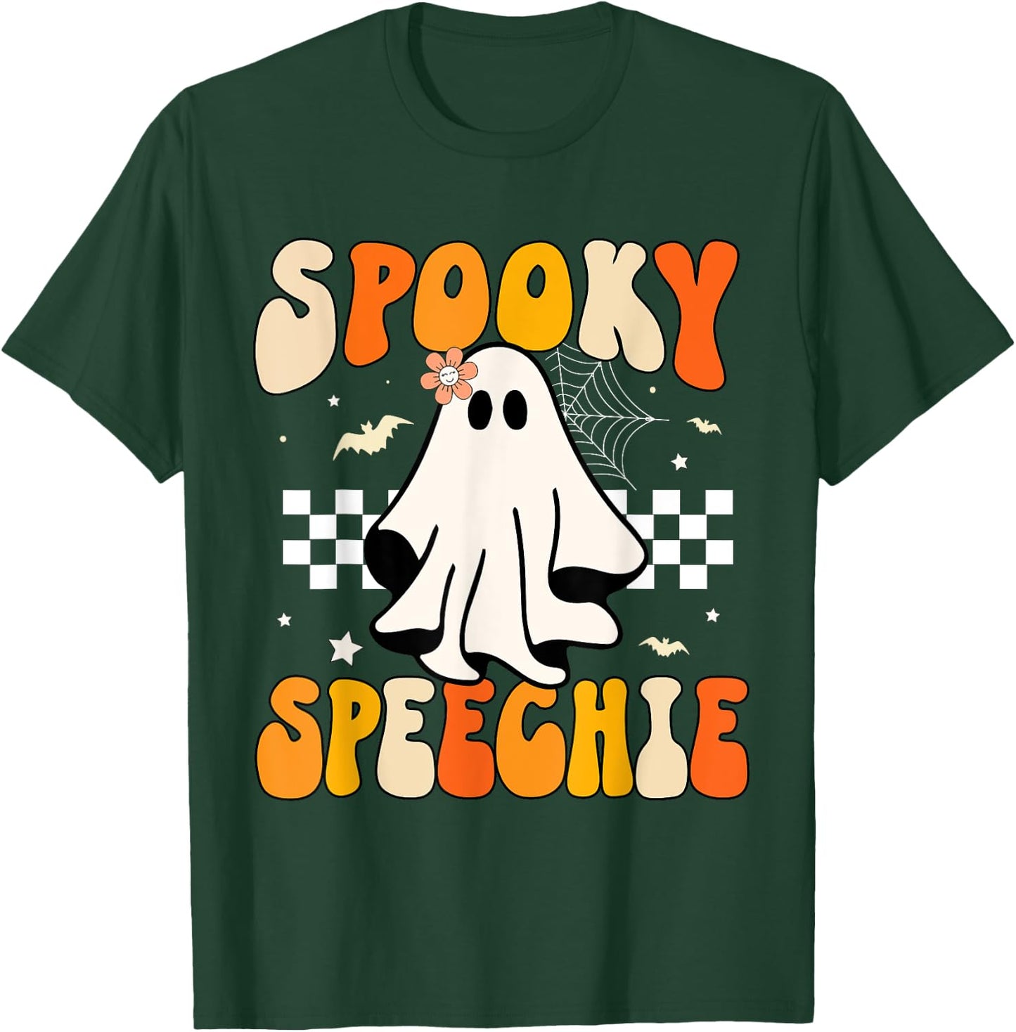 Retro Speech Therapy Halloween Spooky Speechie Language T-Shirt - T-Shirt | Forest