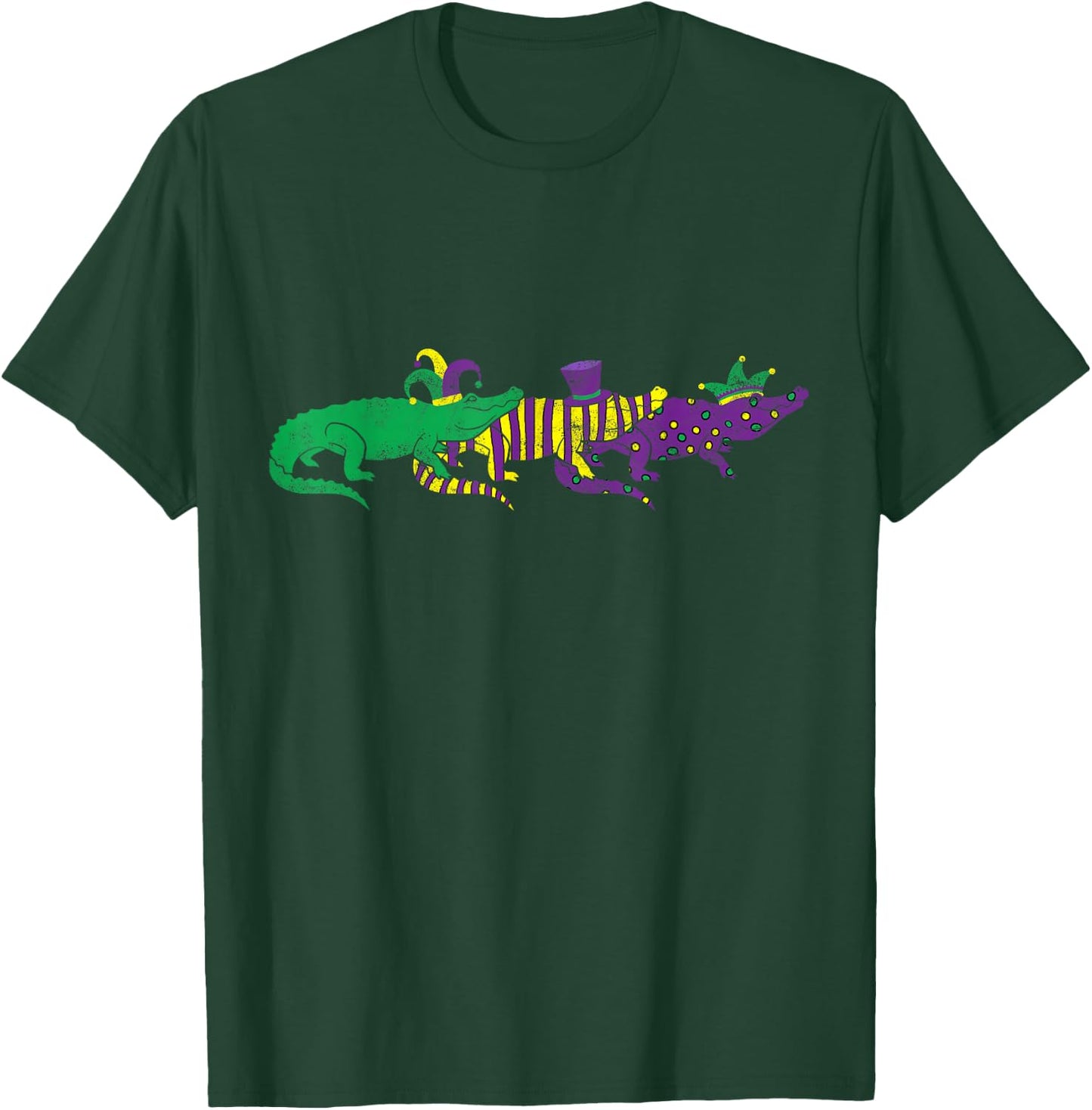 Mardi Gras Alligator Beads Festival Animals Lover Jester Hat T-Shirt - T-Shirt | Forest
