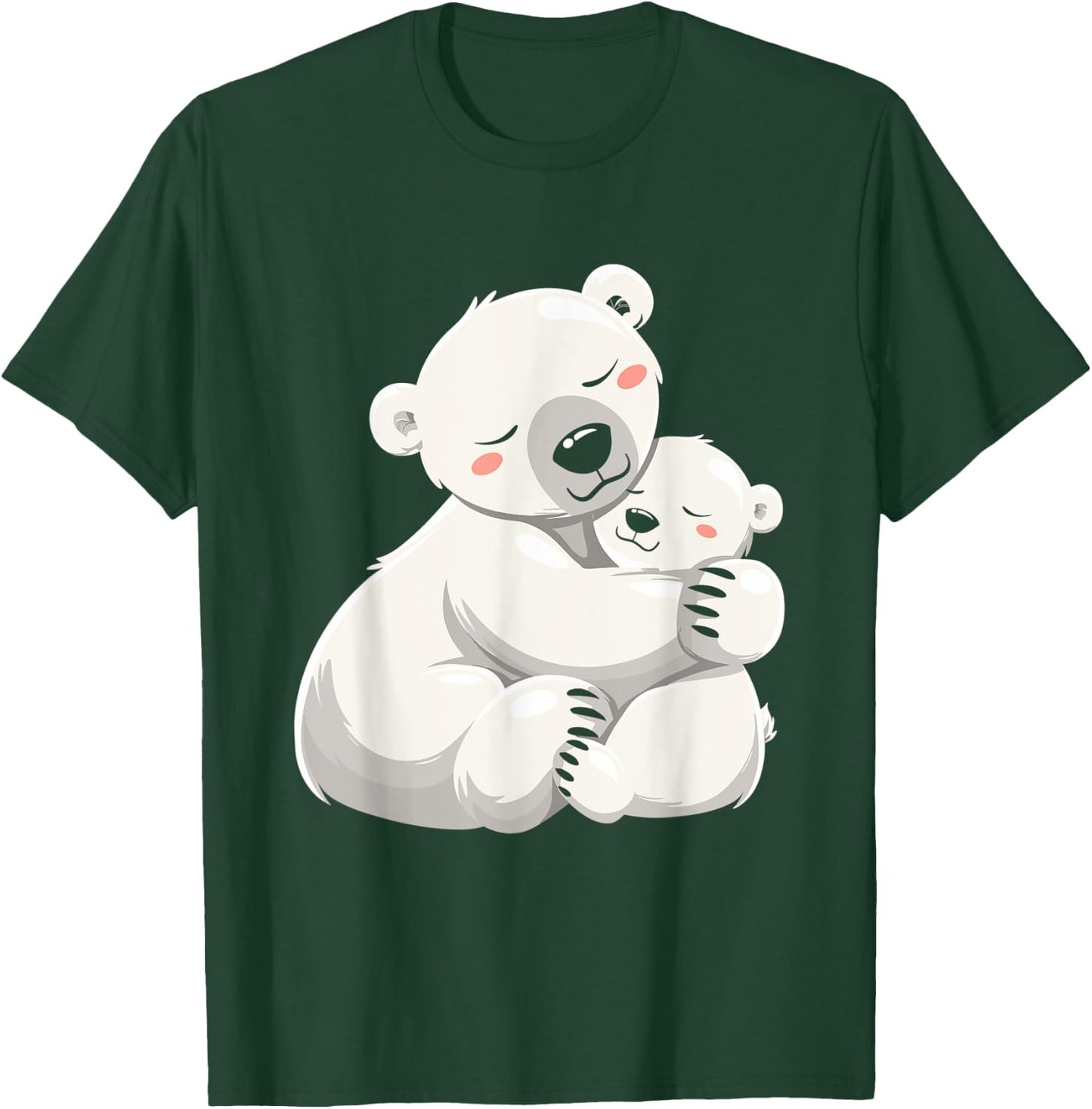 Cute Bear Moms Mothers Day Polar Bear Mom Hugging Baby T-Shirt - T-Shirt | Forest
