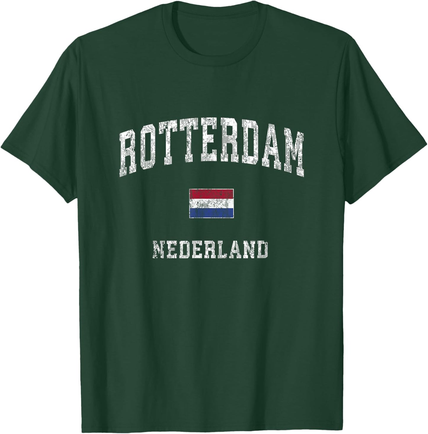 Rotterdam Netherlands Vintage Athletic Sports Design T-Shirt - T-Shirt | Forest